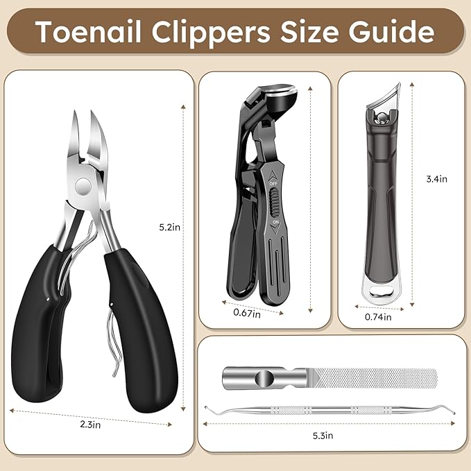 2026 Toenail Clippers for Thick Nails for Seniors, Nail Clippers for Men Angled Head, Toe Nail Clippers Slanted, Wide Jaw Opening with Catcher, Heavy Duty Ingrown Toenail Clippers Long Handle