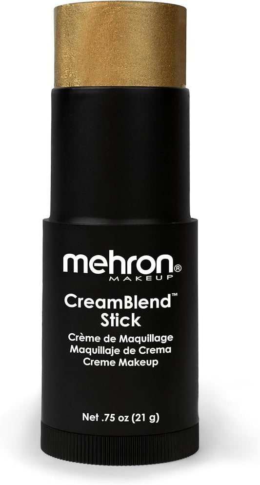 Mehron Makeup CreamBlend Stick | Face Paint, Body Paint, & Foundation Cream Makeup | Perfect for Halloween .75 oz (21 g) (Gold)