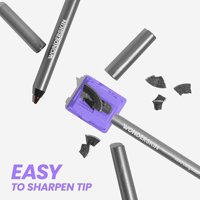 Wonderskin Eyeliner Pencil, 1440 Longwear Brown Glitter Eyeliner Pencil - Waterproof, Sharpenable & Smudge Proof