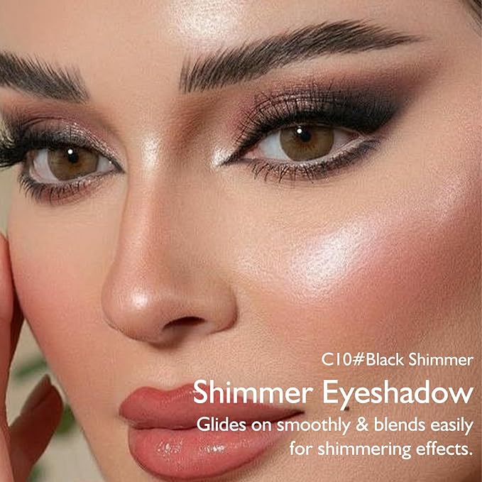 Black Shimmer Eyeshadow Palette, Single Black Smoky Eye Shadow Palette High Pigment sombras para ojos Mini Velvet Pressed Powder Lightweight Blendable Matte Eyeshadow Travel-Friendly Makeup Kit