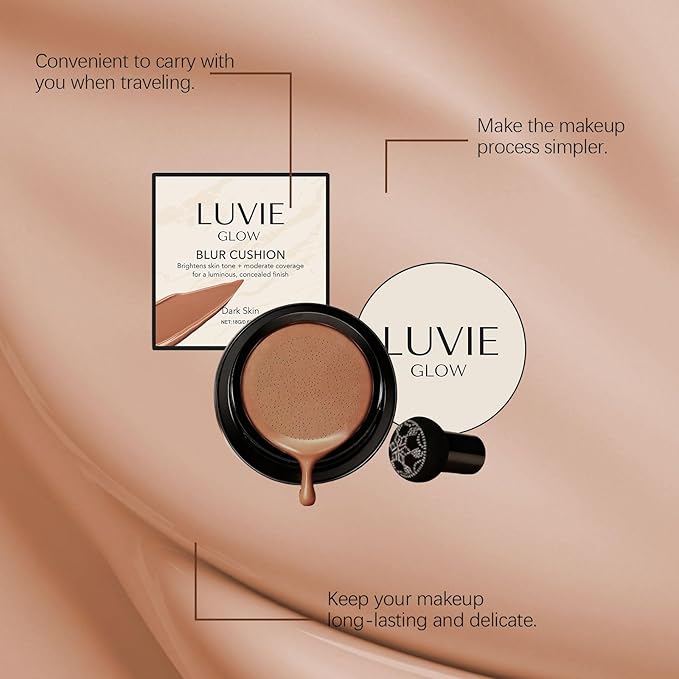 Luvie Glow Foundation Cushion, 2026 New Mushroom Head Air Cushion CC Cream, Air Cushions Foundation Moisturizing Concealer Brighten Long-Lasting for All Skin Types (Brunet Brown)
