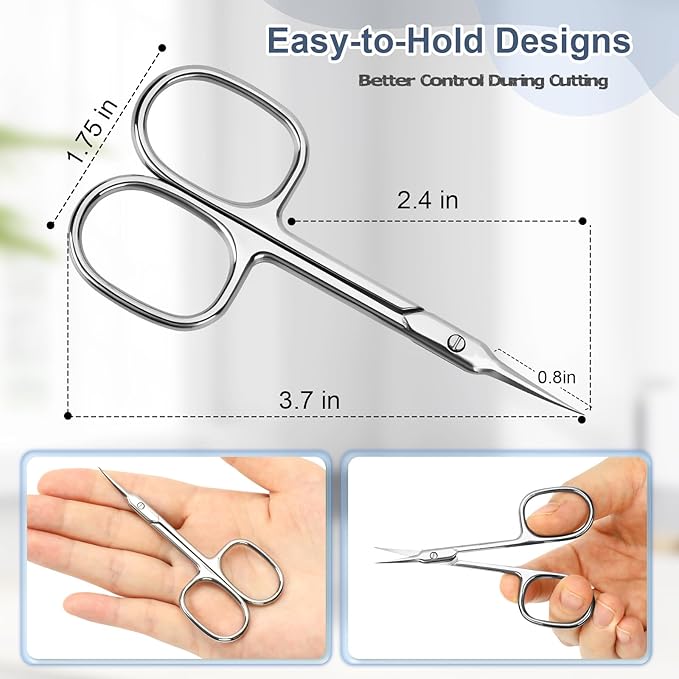 ESVIENS Cuticle Scissors, Extra Fine Curved Nail Scissors for Men Women, Professional Small Grooming Scissor for Eyebrow, Eyelash, Manicure and Pedicure (Matte)