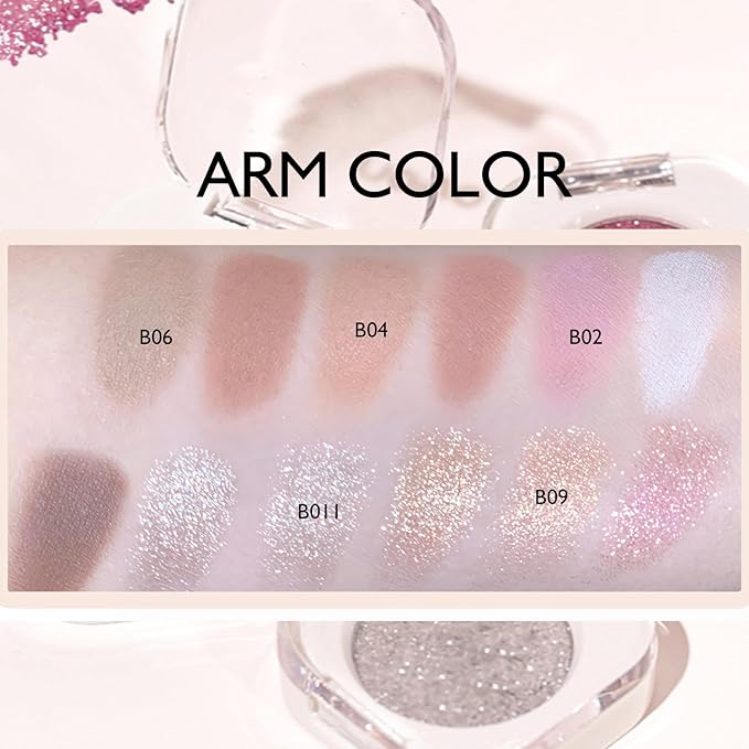 Pearl White Glitter Eyeshadow Palette, Single Shimmer Eye Shadow Palette Makeup Compact Pressed Powder Lightweight Blendable Highly Pigmented Sparkle Eye Highlighter for Women Travel-Friendly
