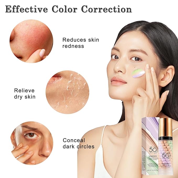 3 In 1 Primer for Face Before Makeup, Face Tinted Moisturizer Sunscreen Isolation Cream,SPF 50,One Step Color Corrector Primer, Makeup Primer Oil Control & Concealer Skin Tone Correcting,Radiance Skin