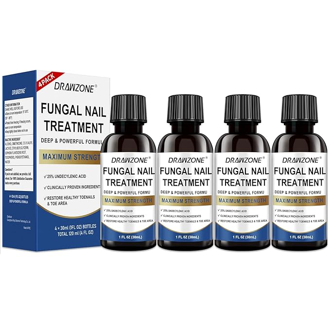 Toenail Fungus Treatment Extra Strength with 25% Undecylenic Acid, Ingrown toenail treatment, nail repair, Fungus nail treatment, yellow toenail, Damaged Nails foot fungus treatment （4Pack)