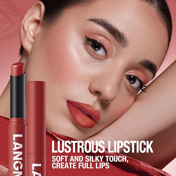 Jolilab 2Pcs Glitter Lip Kit - Velvet Matte & Nude Matte Lipstick + Glitter Lip Gloss/Glitter Lipstick High Pigmented Long-Lasting Waterproof Beauty Cosmetics Gift for Women Girls(#10+05)
