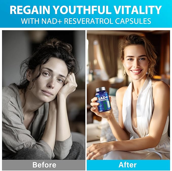 Nicotinamide Adenine Dinucleotide Supplement 1500mg with Resveratrol, 120 Capsules NMN Alternative for Cellular Energy, Anti-Aging & Antioxidant Support, Vegan & Non-GMO Formula