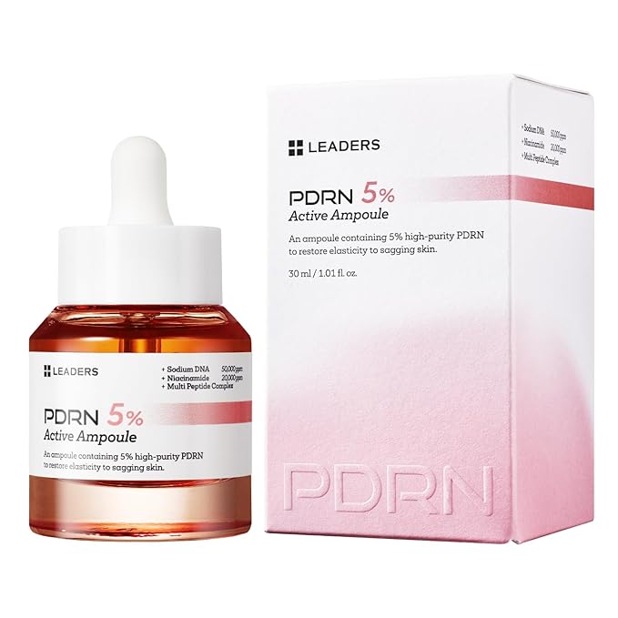 LEADERS PDRN 5% Active Ampoule – Anti-Aging Ampoule to Help Restore Elasticity to Sagging Skin, Improve Skin Firmness, and Supports Skin Renewal - Lightweight, Hydrating, Fast Absorbing Formula - 30ml
