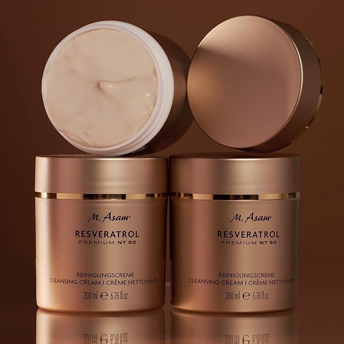 M. Asam Resveratrol Premium NT50 Cleansing Cream – Anti-Aging Facial Cleanser frees the skin from impurities & refreshes stressed, face wash for tired skin for a youthful glow, facial care, 6.76 Fl Oz