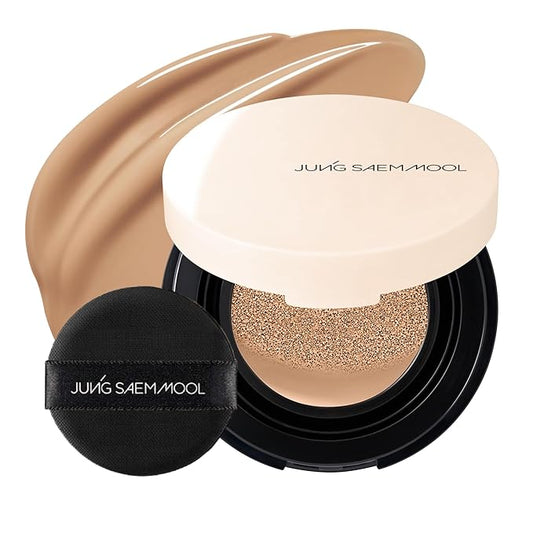 JUNG SAEM MOOL [ Mini ] Essential Skin Nuder Cushion Mini 28N Camel 0.17 Fl Oz, Natural Radiant Finish Cushion Foundation with Buildable Coverage, Lightweight Texture, Korean Foundation Makeup