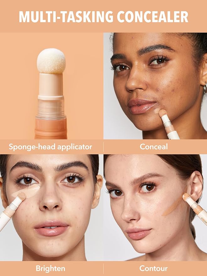 SHEGLAM Complexion Boost Concealer Sponge-Head Applicator Matte Liquid Concealer Long Lasting Brightening Color Corrector Weightless All-Day Long Lasting Hydrating Concealer-Fair