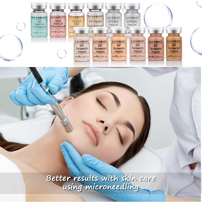 BB Facial Glow Starter Kit Hyaluronic Acid Serum Foundation Skincare Mix Kit 0.27oz Hyaluronic Ampoule and Essence Foundation, 12 Vial Pigment Skincare Kit with Serum