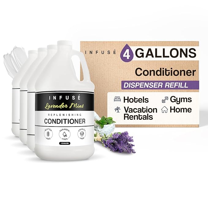 Infuse Lavender Mint Hotel Conditioner | 1 Gallon | For Hospitality & Vacation Rentals to Refill Dispensers | (4 Gallons)