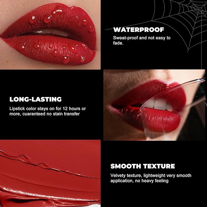 Halloween White Lipstick Matte Body Painting Stick for Women Waterproof Lipsticks Dark Long Lasting Lip Stick Gothic Zombie Vampire Cosplay Cruelty Free Lipstick, DU-White