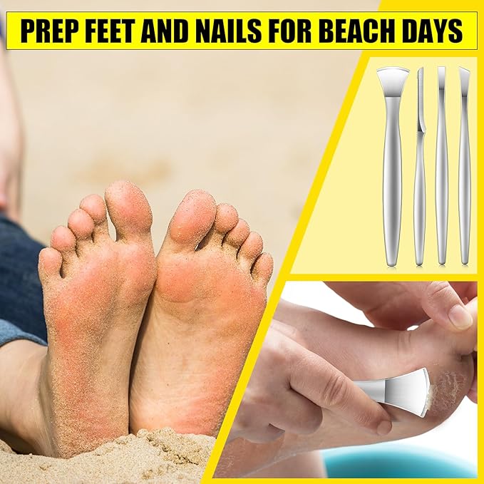 Pedicure Knife Set, 4PCS Professional Pedicure Tools for Feet, Ingrown Toenail Removal Blades Kit, Stainless Steel Corn Removers, Foot Scraper, Callus Shaver Foot Blades, Dead Skin Removal
