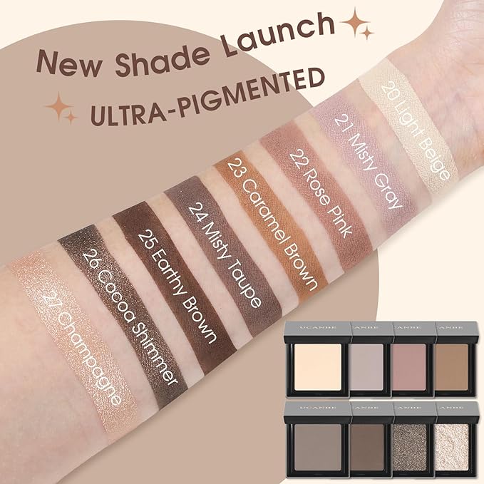 UCANBE Earthy Brown Single Matte Eyeshadow – Highly Pigmented, Long-Lasting Neutral Mini Eye Shadow Makeup Palette for Everyday Looks & Smokey Eyes