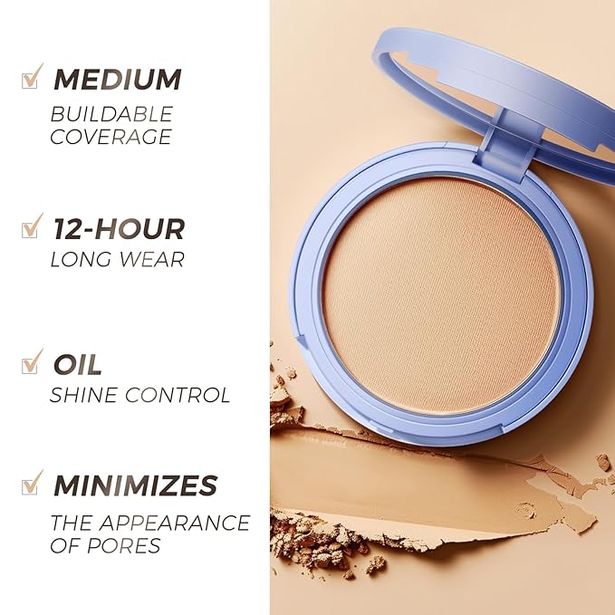 SACE LADY Face Powder Waterproof Sets Makeup, Controls Shine, Smooth Fine Lines for Flawless Lightweight Finish, Long Lasting Matte Compact Setting Powder Cosmetics Cruelty-free, 0.35oz (#01)