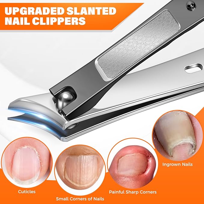 DRMODE Toenail Clippers for Thick Toenails, Long Handled Toe Nail Clippers for Thick Nails for Seniors with Wide Opening, Professional Stainless Steel Slanted Curved Ingrown Toenail Clippers for Men
