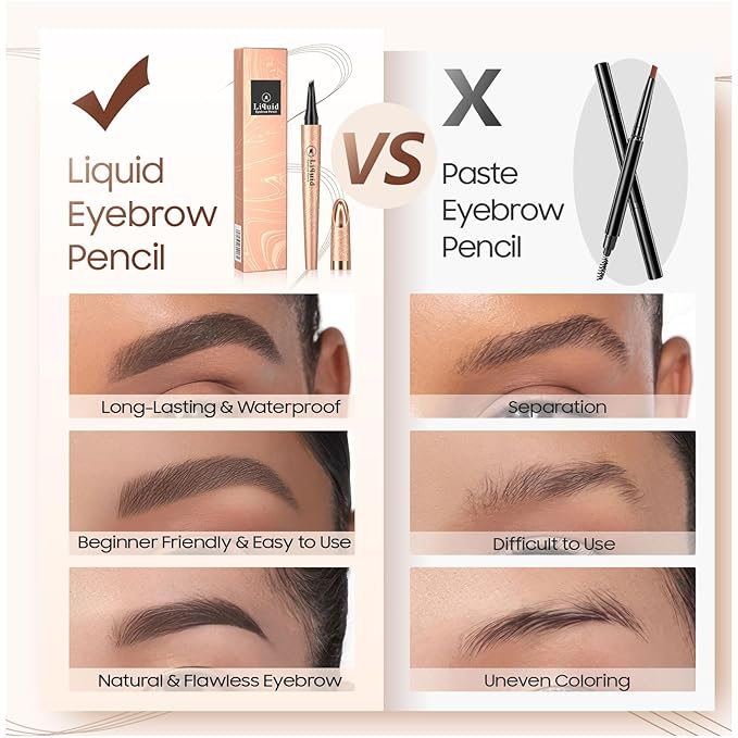 Microblading Eyebrow Pen - Eyebrow Pencils for Women, Long Lasting Waterproof Brow Pencil With Micro-Fork Tip Applicator and Stays on All Day (Dark Brown)