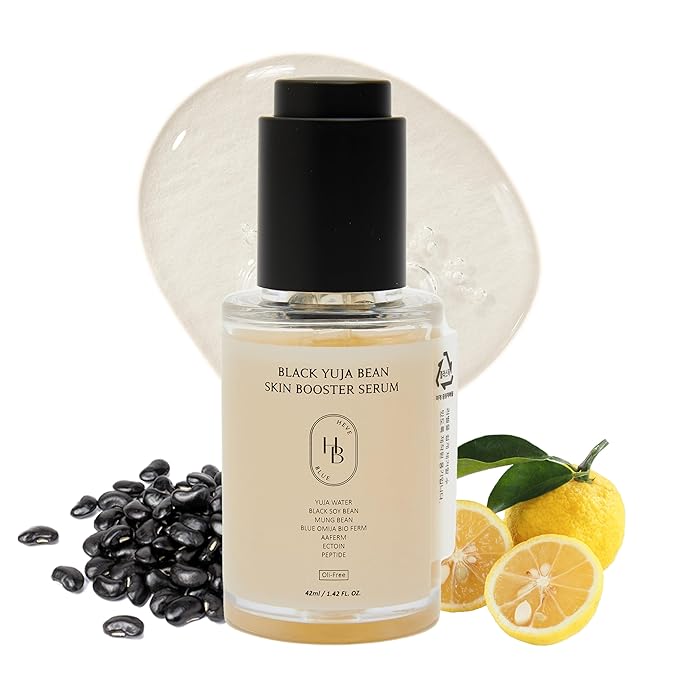 HEVEBLUE Black Yuja Bean Skin Booster Serum - Moisturizing, Sensitive Skin, Korean Skincare, Hypoallergenic, Deep Hydration, Vegan, Oil-free, Makeup Adherence, Inner Dryness, K-Beauty