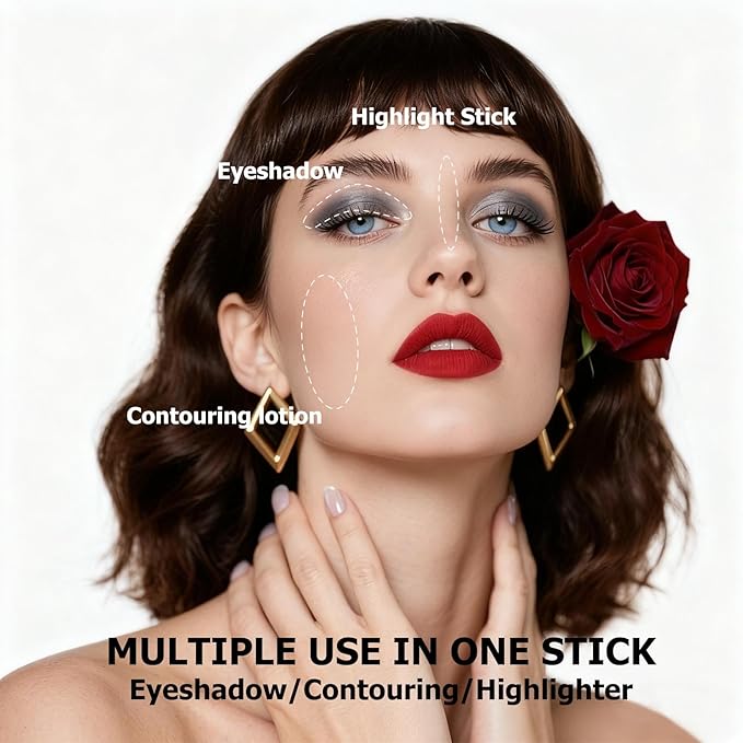 Purple Glitter Eyeshadow Stick, Purple Shimmer Cream Eyeshadow Pencil, Waterproof Long Lasting High Pigment Eye Shadow Crayon Pen, Women Multi-Dimensional Eye Highlighter Stick (23#)