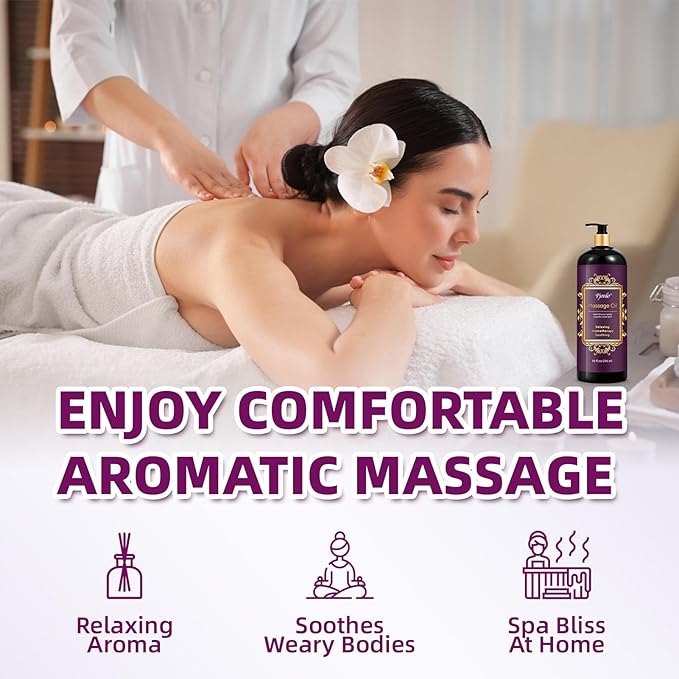 Pjordo Aromatherapy Lavender Massage Oil, Massage Oil for Massage Therapy, Calming, Soothing, Relaxing, Spa Gifts for Him Her, 10 Fl Oz, Valentines Day Gifts for Women Men