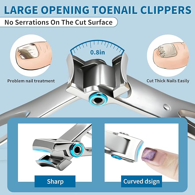 Professional Ingrown Toenail Tools 7-Piece Set – 360° Rotating Nail Clipper, Toenail Lifter & Wide Opening Nipper | Podiatrist-Recommended Foot Care Kit for Thick & Ingrown Nails
