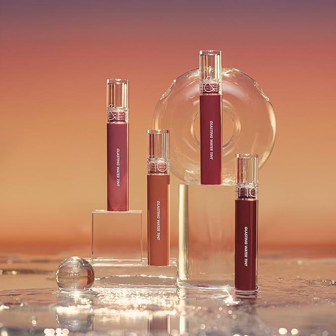 rom&nd GLASTING WATER TINT 14 Mauve Moon | Long-Lasting Glossy Lip Stain | Hydrating & Non-Sticky Liquid Lipstick for Cool Tones