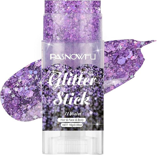 Violet Body Glitter Stick, Purple Face and Body Glitter for Women and Girls, Hair Tinsel Stick for Festival Party Makeup Concert Outfits, Kpop Demon Hunters Costume Theme Music Festival