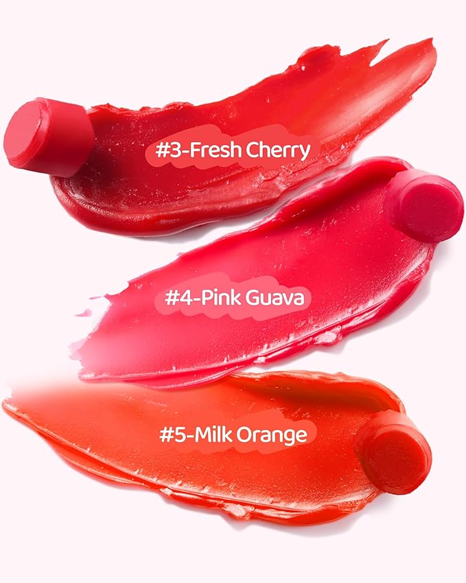 RUNBEN Kids Tinted Lip Balm, Fresh Cherry Lips Gloss, 24H Moisturizing, Safe & Non-toxic Lipstick for Kids & Teen, Christmas Makeup Gift for Girls, 2g