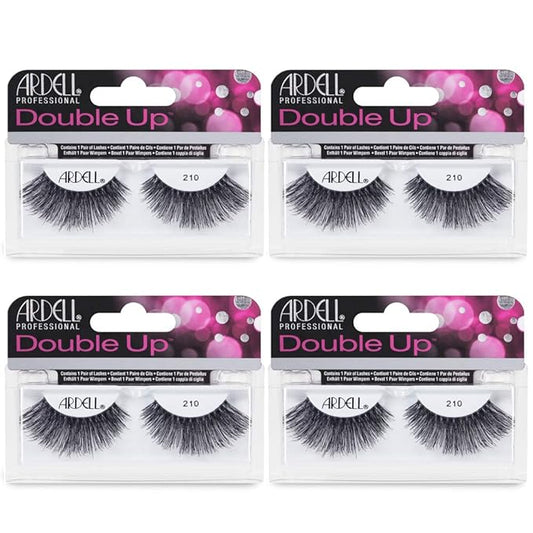 Ardell False Eyelashes Double Up 210 - Voluminous & Full Strip Lashes, Reusable Wispy Lashes, 4 Pack
