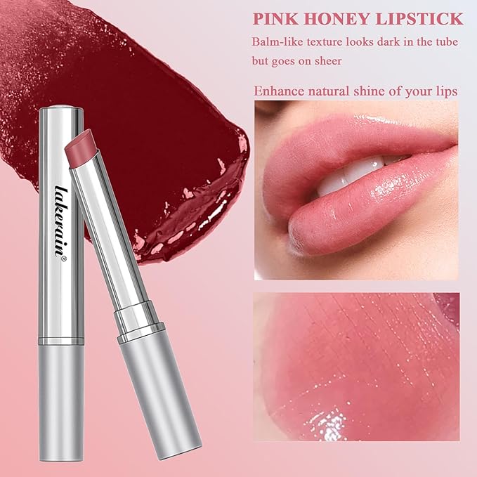 Honey Lipstick Tinted Lip balm, Hydrating Nourishing Sheer Formula Lipstick, Natural Glossy Finish (1 PC PINK)