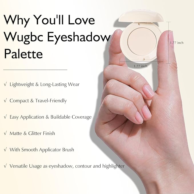 Pearl White Glitter Eyeshadow Palette, Single Shimmer Eye Shadow Palette Makeup Pressed Powder Lightweight Blendable Highly Pigmented Sparkle Inner Eye Highlighter for Women Daily Wear