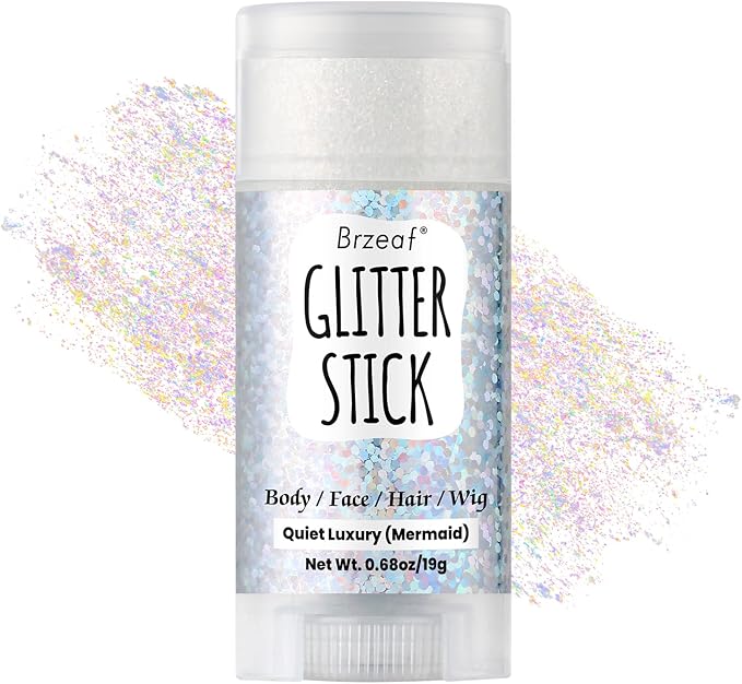 Brzeaf Waterproof Mermaid Glitter Stick, Shimmery& Long Lasting, Christmas Hair Eyeshadow Face Body Glitter, Singer Concert Music Rave Festival, Glitter Stick Makeup for Women Men