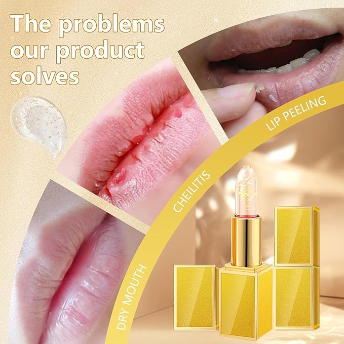 2PCS Transferproof Color Changing Lipstick, Color Changing Lipstick Gold Foil for Women, Moisturizing Glossy Shine Lip Gloss, Deep Nourishment