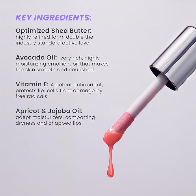 Wonderskin Lip Oil Rehab Serum - Tinted Lip Oil, Hydrating, Moisturizing, and Non-Sticky Coral Pink Tint Serum for Dry Lips (Lover)