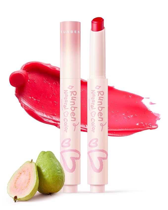 RUNBEN Kids Tinted Lip Balm, Pink Guava Lips Gloss, 24H Moisturizing, Safe & Non-toxic Lipstick for Kids & Teen, Christmas Makeup Gift for Girls, 2g