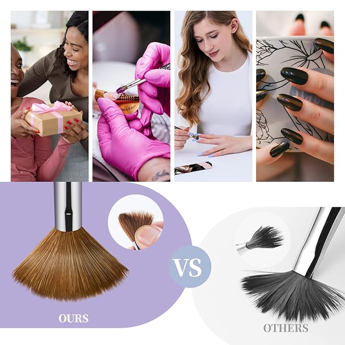 Shine Chance Acrylic Nail Art Brush Size 8, 100% Pure Kolinsky Hair Oval for Application, Professional Extension Manicure Tool Striping Drawing Pen DIY Home Salon, Black