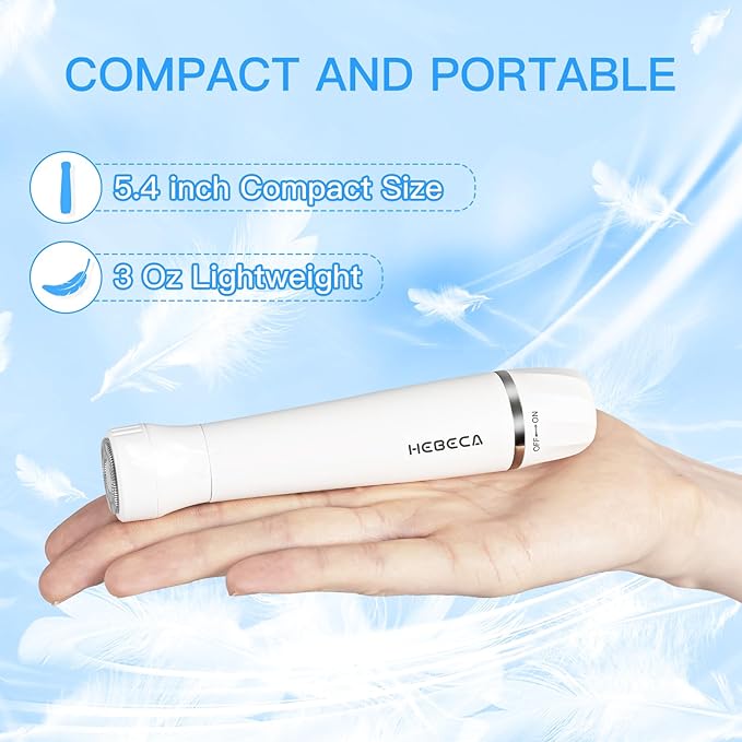 HEBECA Ear Nose Hair Trimmer for Women, Eyebrow & Face Hair Trimmers, 3in1 Electric Facial Hair Trimmer, Waterproof & Rechargeable Women's Face Hair Remover Portable (White)