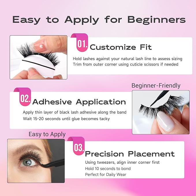 Cat Eye False Eyelashes Wispy Fluffy Volume Dramatic Long Strip Lashes Lightweight Natural Look Easy to Apply Reusable Faux Mink Lashes for Daily and Glam Makeup 7 Pairs