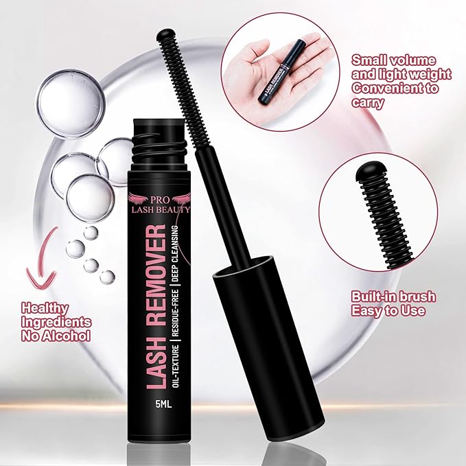 Cluster Lash Glue Remover 5 ML Lash Remover DIY Eyelash Extension Remover Eye Makeup Cleanser, Easy Removal of Cluster Eyelashes Gentle Soothing Nourishing Self-Use Oil Texture 5ML