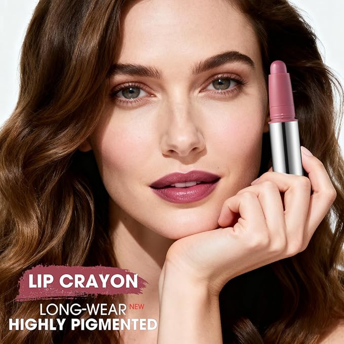 Erinde Mauve Plum Matte Lipstick Crayon, Waterproof Long Lasting Lip Liner Pencil for Women, High Pigment Creamy Velvet Neutral Lipstick, Vegan & Cruelty-Free, 02