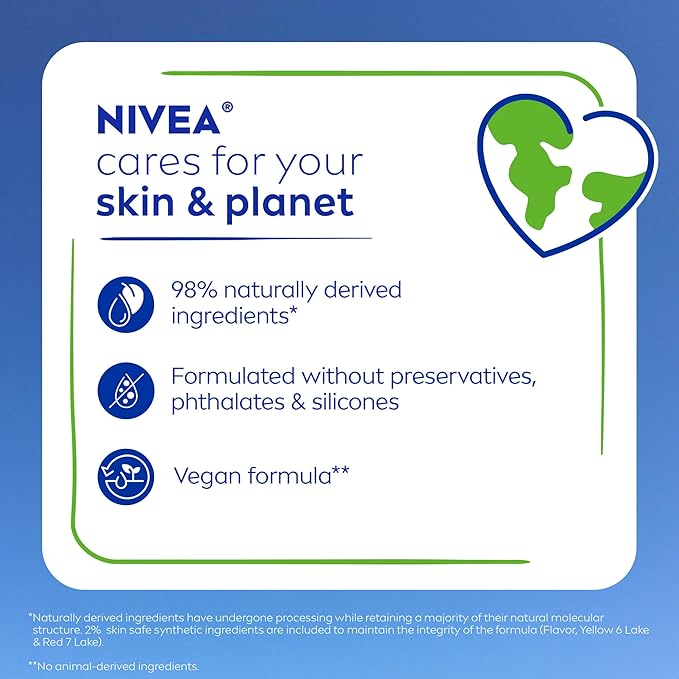 NIVEA Strawberry Lip Care, Red Tinted Lip Balm Pack with Shea Butter, Nourishing Oils and Vitamin C & E, 3-in-1 Moisture, Repair and Color, 0.17 Oz Stick, Pack of 4
