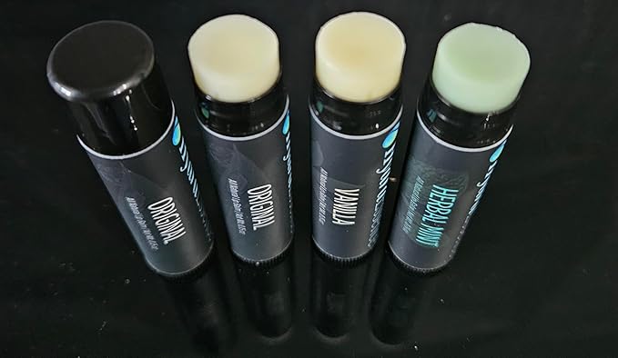 Pure Essentials Lip Balm 4-Pack | 7 Natural Ingredients | Beeswax Sunflower Oil Shea Butter | Moisturizing Lip Care for Dry Cracked Lips | Original Vanilla Mint