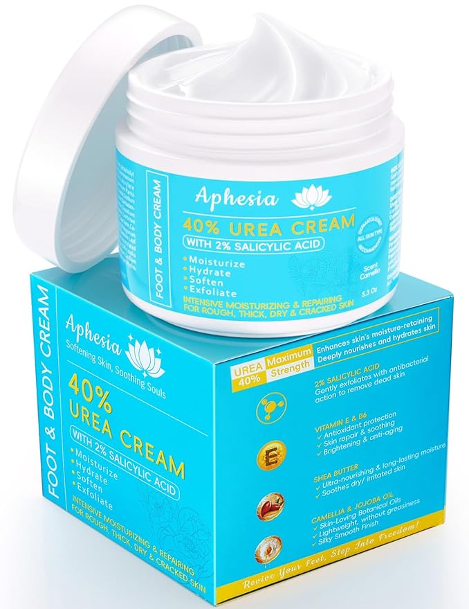 Urea Cream 40% Maximum Strength with Vitamin E & Salicylic Acid - Foot Cream for Winter Dry Cracked Heels - Intense Moisturizer for Hands, Feet & Body - Callus Remover - Lightweight Non-Greasy Formula