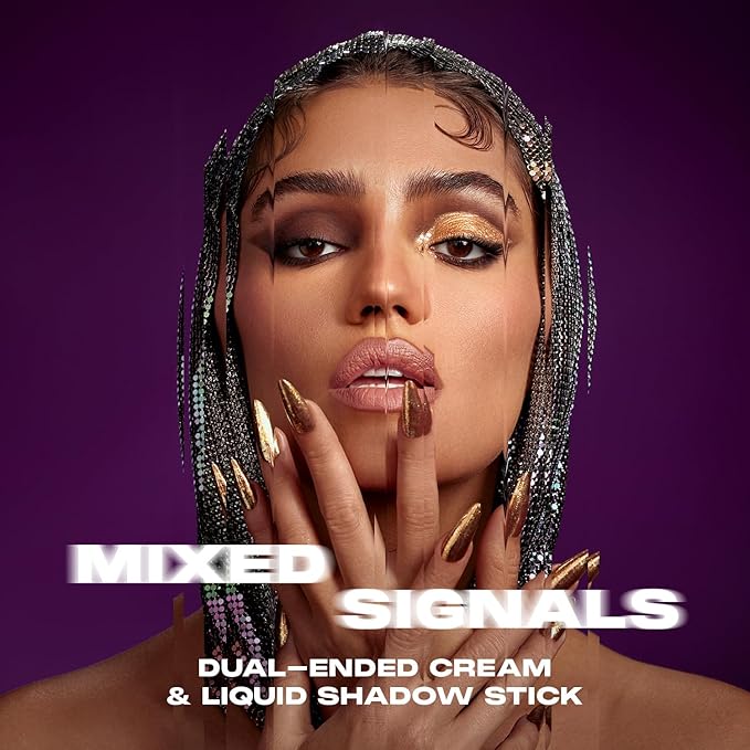 Morphe Mixed Signals Dual-Ended Eyeshadow Stick - Cream Eyeshadow Pigment & Chrome Liquid Flakes for Bold, Layered Eye Makeup Looks - Partner/Player (0.96 oz)
