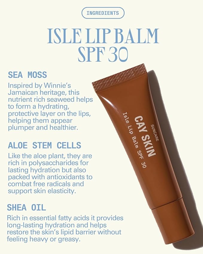 Cay Skin Isle Lip Balm SPF 30 – High Shine, Hydrating + Sheer Lip Gloss in Vanilla Brown Sugar Flavor – Formulated with Natural Ingredients for All Skin Tones – 3-Pack, Rose, Clear, Nude, 1.05 oz