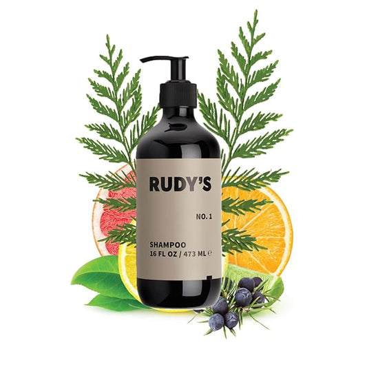 Rudy's No. 1 Moisturizing Shampoo | Natural Ingredients w/Coconut Oil, Paraben & Sulfate Free - All Hair Types for Men & Women (16 fl oz)