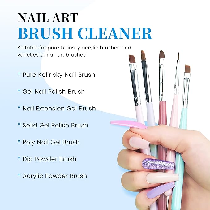AIJIMEI 40ml Nail Brushs Cleaner Easy to Clean Brushes Professional Nail Brush Cleaner for Gel and Acrylic Nail Brush Cleaning or Home Nail Salons (1pcs)