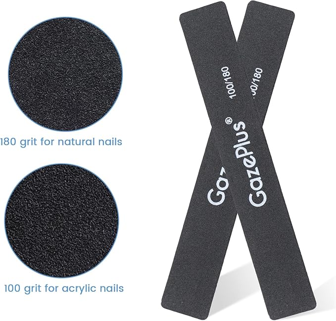 Nail Files, 24 PCS Fingernail Files 7" Long 100/180 Grit Emery Boards for Nails Professional Nail File Bulk Washable Suitable for Both Acrylic and Natural Nails Black